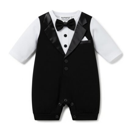 Nymorra Baby Boy Formal Tuxedo Romper | Infant Wedding & Party Outfit